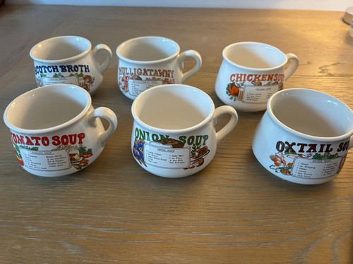 Vintage recipe soup bowls - recipe,