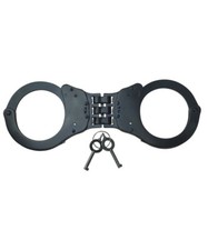 Black Handcuffs Security Heavy Duty Hinged Metal Police Style Speed cuffs 2 Keys