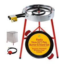 Paella Pan Set. 16 Servings (55cm, 22") Gas Burner & Tripod Stand Full Kit.