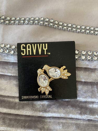 Swarovski savvy lovebirds pin - savvy,