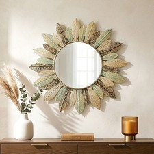 Rustic sunburst wall mirror - sunburst,