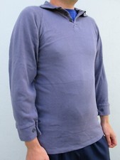 Vintage Danish civil defense blue shirt army military 1970s undershirt thermal