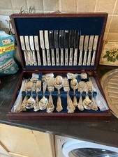KINGS Design Sheffield England Silver Service 124 Piece Canteen of Cutlery Set
