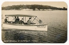 Boat Fishing Sports "White Flyer" Fairmont, Minnesota ca.1920 RPPC