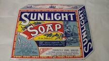 VTG Dodo Designs England "Sunlight Soap" Porcelain Enamel Metal Advertising Sign