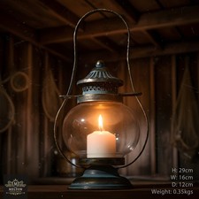 Vintage Style Glass Candle Holder Floor Table Lantern Hand Welded Home Decor