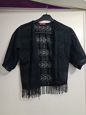 Black Lace Shrug With Fringe
