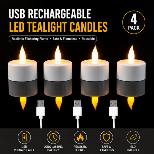 Usb rechargeable led tealight - rechargeable,