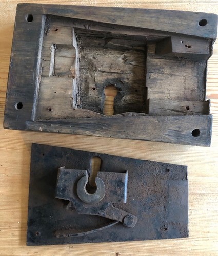 Antique wooden door lock barn - door,