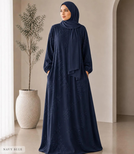 Womens embroidered abaya dress - embroidered,