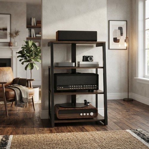 Sleek black hifi stand with - black,