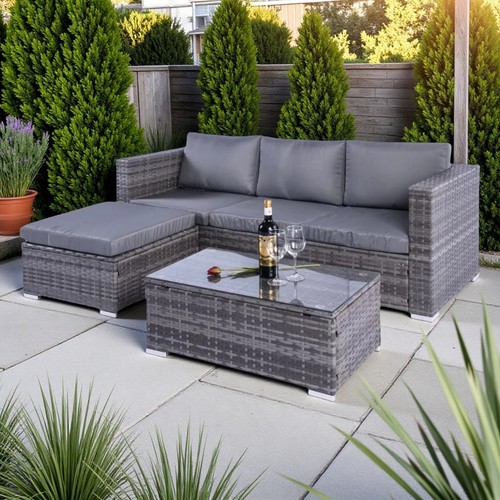 Grey rattan garden corner - corner, 4