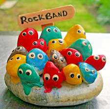 Vintage Rock Concert Band Pebble Art Novelty Funny Cute Paperweight Desk