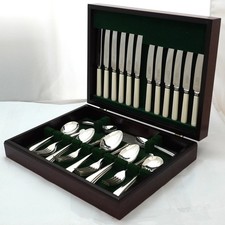 OLD ENGLISH Pattern George Butler Silver Service 44 Piece Canteen of Cutlery Set