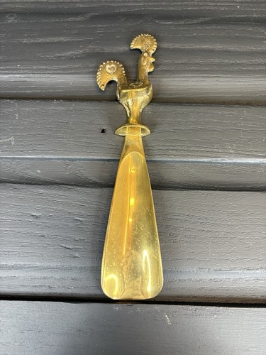 Brass rooster shoe horn - brass,
