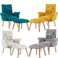 Lazy Sofa Chair with headrests&Footstool Lounge Chair Accent Armchair Multicolor