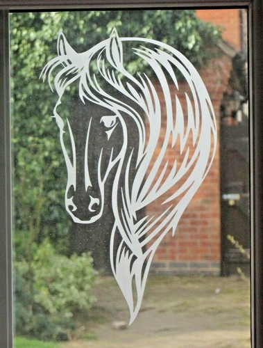 Etched glass vinyl horses - etched,