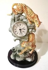 Juliana Vindsor Quartz Leopards African Mantel Clock Battery Operated 12" Tall
