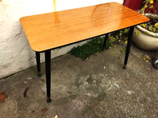 VINTAGE WOOD & FORMICA TOP RECTANGULAR 60s 70s TABLE