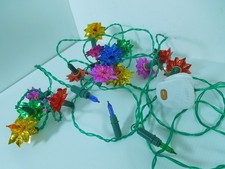 Vintage Christmas Tree Lights 20 x Petal/Star Foil String Multi Coloured GWO