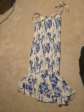 Shirred Midi Dress - Blue &