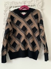 Jaeger Women's Merino Wool Jumper Size Large Black Long Sleeve