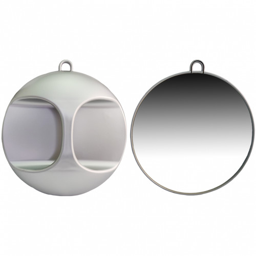 Silver round mirror barber - silver,