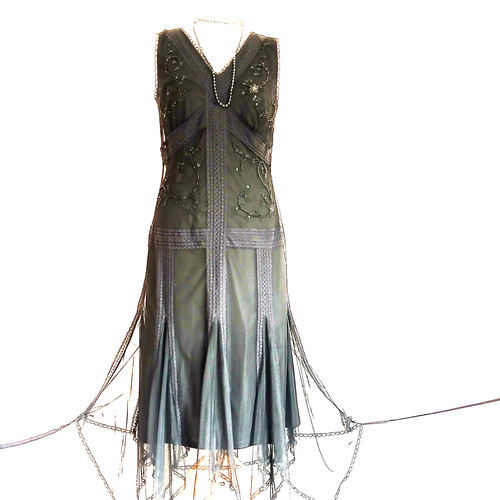 Gothic black beaded 20s art - black,