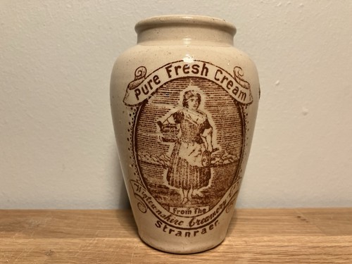 Pictorial cream pot crock - cream,