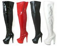 New Womens Mens Sexy Thigh High Fetish Platform High Stiletto Heel Boots UK 3-10