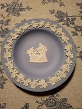 RARE ANTIQUE VINTAGE wedgwood jasperware blue pin dish trinket 'cupid as oracle'
