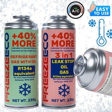 FreezeEco Kit Replacement R134a + 3-in-1 Air Conditioning Refrigerant with...