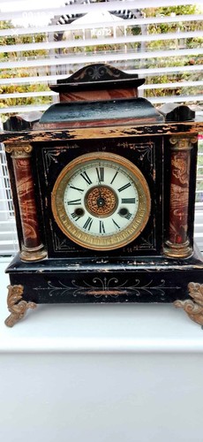 Victorian black slate mantel - black,