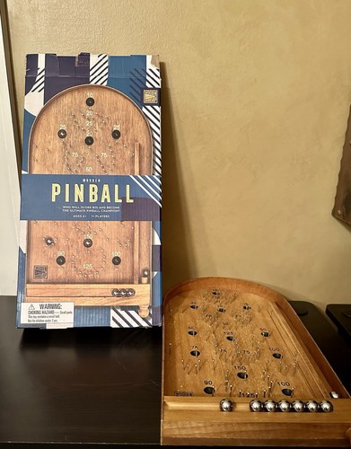 Wooden tabletop pinball - tabletop, game