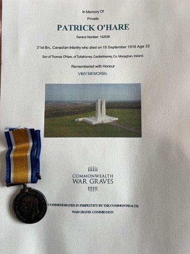 Ww1 medal ohare canadian - ww1,