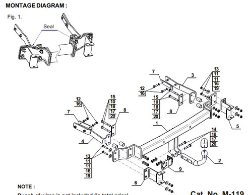 Swan neck tow bar - tow, for