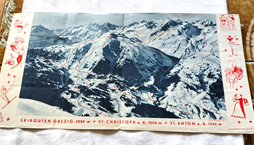 Vintage ski map austria - austria, circa