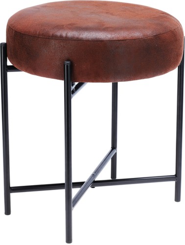 Small brown leather stool - small, with