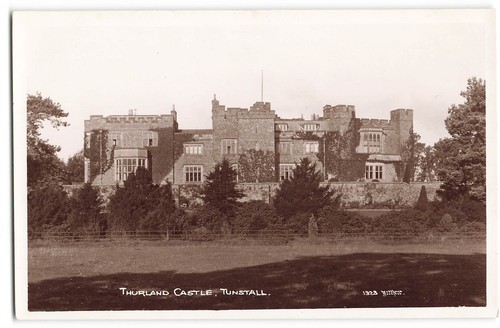 Thurland castle tunstall rppc - castle,