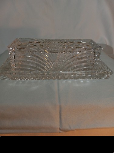 Art deco crystal butter dish - art,