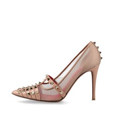 Valentino Garavani Rock Studs Patent Leather Pumps 35 1/2 Ladies' Beige