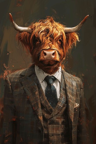 Highland cow wearing - wearing, a