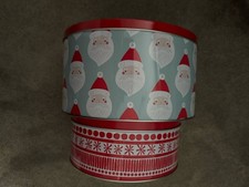 Xmas Cake Tins x2.1 Large Father Xmas & 1 Medium Snow drops.Bnibox.B Chty??.