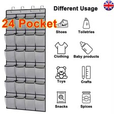 24 Pocket Shoe Holder Organiser Over The Door Hanging Shelf Rack Storage Hook UK