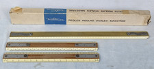 3 Vintage FRANZ KUHLMANN Drafting Machine Scale Rulers Wood  Metal & Plastic
