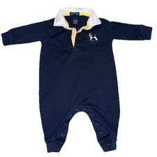 Ralph Lauren One Piece Romper Baby Boy 3-6 Months Long Sleeve Navy Blue Dog