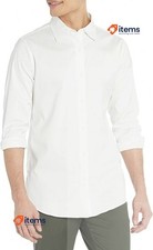 Amazon Essentials Men's Slim-Fit Long-Sleeve Stretch Dress Shirt White Medium