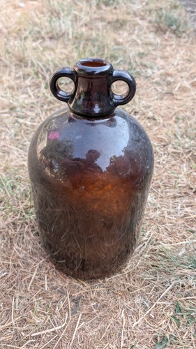 Brown glass litre demijohn - 5,