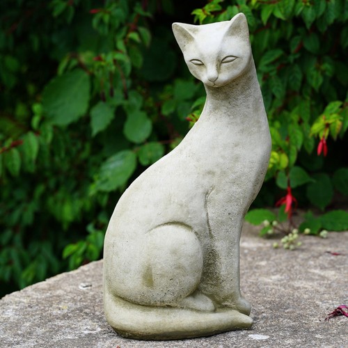 Siamese cat stone statue - siamese,
