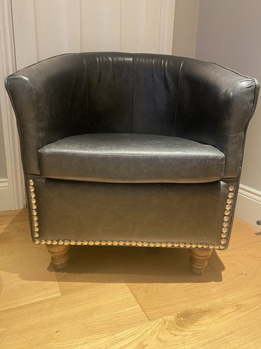 Black leather tub - leather, chair
